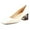 White, variant on YDN Women Graceful Square Closed Toe Slip On Pumps Rhinestone Studded Block Low Heels Dance Prom Dressy Shoes Size 9 White
