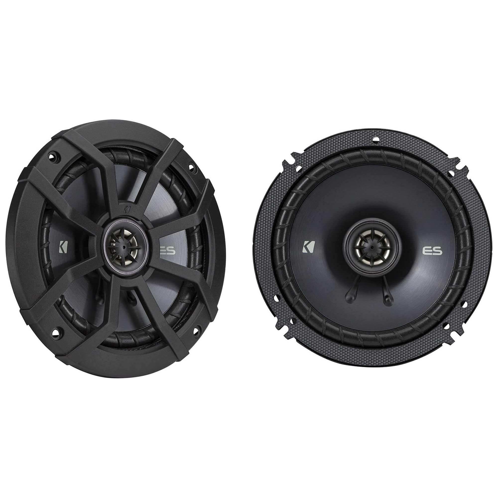 KICKER 48ESC65 - 6.5 inch Coaxial, 230 Watts Peak, 2-Way Car Speakers, Black Grilles, Poly-Blend Cone, 13mm Tweeter, Zero Tweeter Protrusion