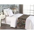 thumbnail image 2 of Ethnic Bed Runner, Traditional Style Blossom Inspired Chevron Pattern on Darkened Backdrop, Decorative Accent Bedding Scarf for Hotels Homes & Guest Rooms, Twin, Black Pale Orange Rose, by Ambesonne, 2 of 3