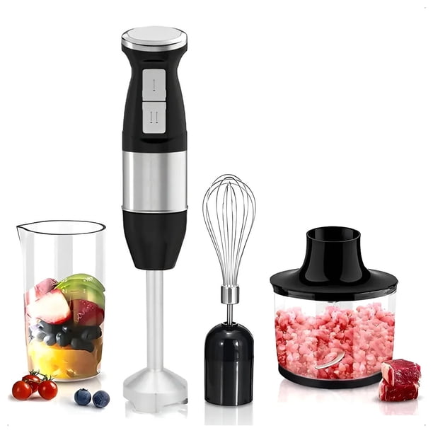 Batidora De Inmersión 4en1 Trituradora 340w Kimhi Licuadora Manual Multifuncional Pica, Bate, Mezcla y Tritura Ideal para Jugos, Salsas, Purés y Repostería Potente y Fácil de Usar Color Negro