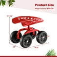 thumbnail image 5 of 360° Garden Rolling Work Seat, Garden Scooter, 4 Wheels, Easy Mobility, with Swivel Seat, Height Adjustable, for Garden and Yard - Red, 5 of 8