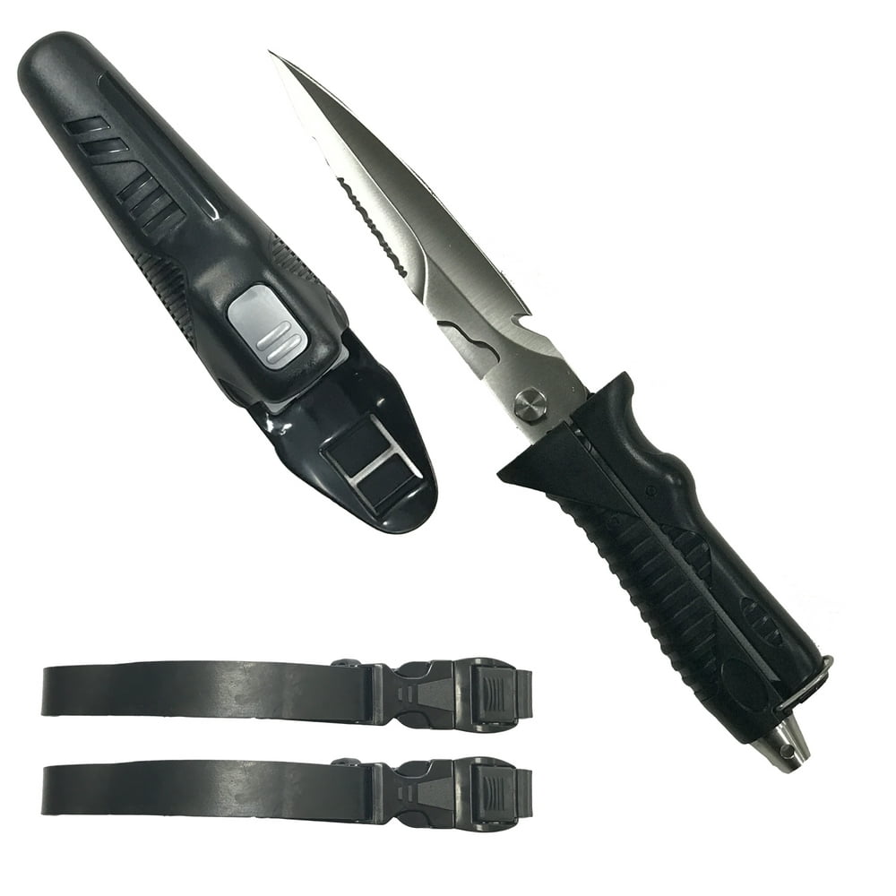 Scuba Choice 2 in 1 Dive Knife and Scissor with Sheath & Straps