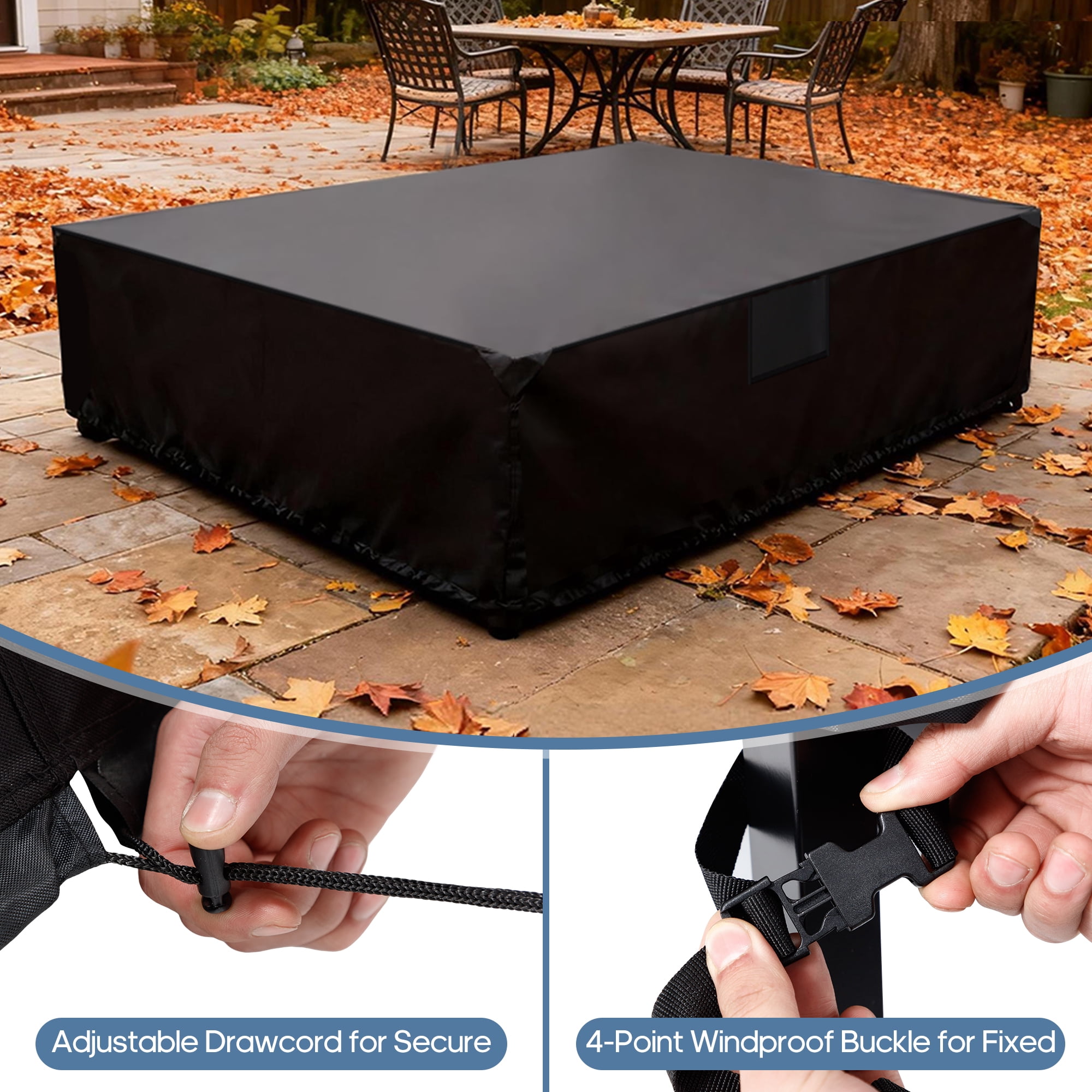 SHOUFTW Patio Furniture Cover, Rectangular Heavy Duty 600D Waterproof & UV Resistant Outdoor Covers, Dining Table & Chair Set Protection