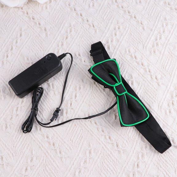 WHAMVOX Glowing Bow Tie for Party Decoration Perfect for Halloween LED Flashing Green Polyester Plastic Copper Wire