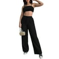 thumbnail image 2 of Coduop Women 2 Piece Outfit Set Sleeveless Sling Cami Top Pleated Pants Suit Matching Lounge Set, 2 of 8