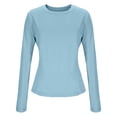 thumbnail image 5 of ClodeEU Women's Crewneck Long Sleeve Slim Soft Knit Pullover，Casual Fall Stretchy T Shirts Light Blue,Womens Plus XXL, 5 of 8