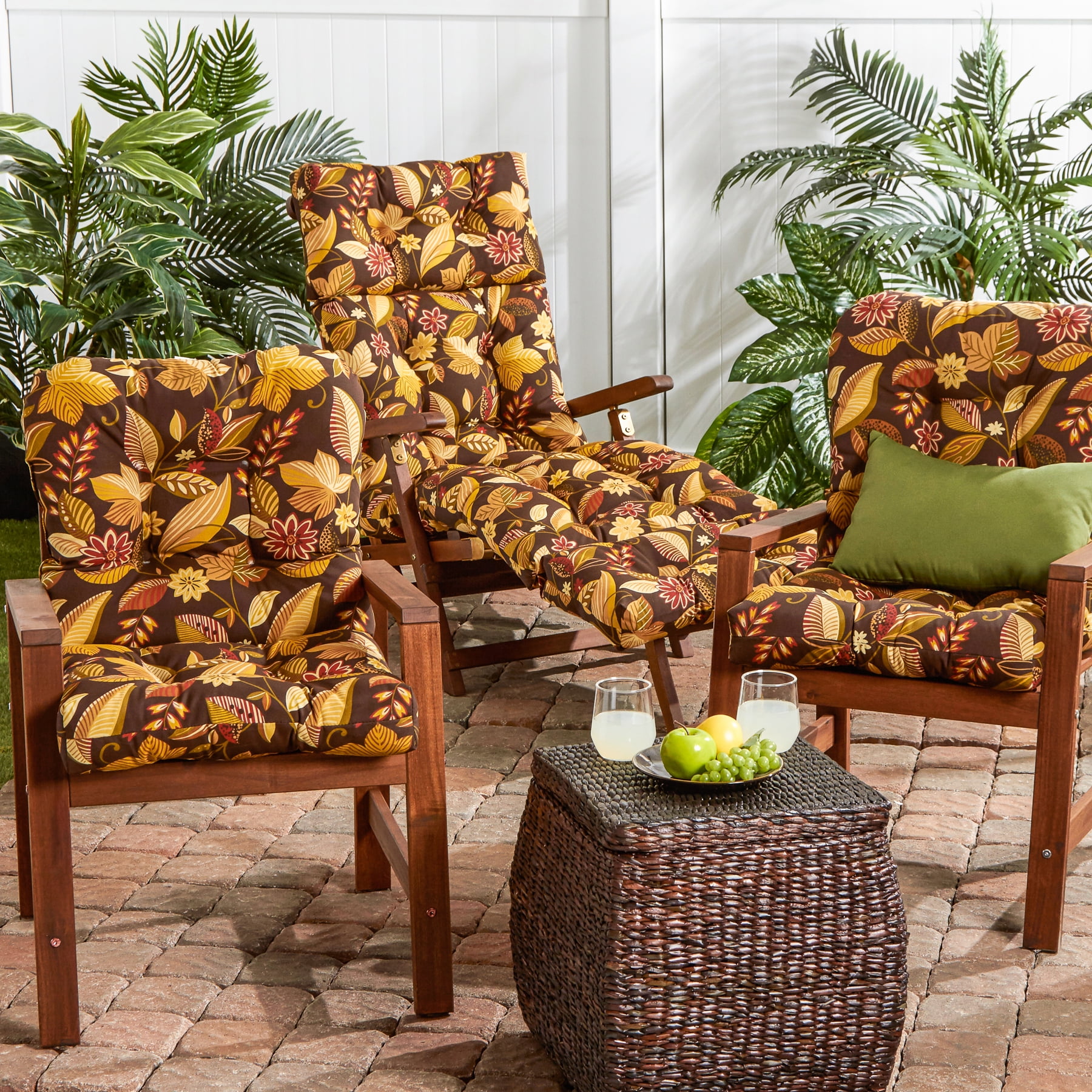 Greendale Home Fashions Russet Floral 38 x 21 in. Outdoor Reversible Tufted Chair Cushion