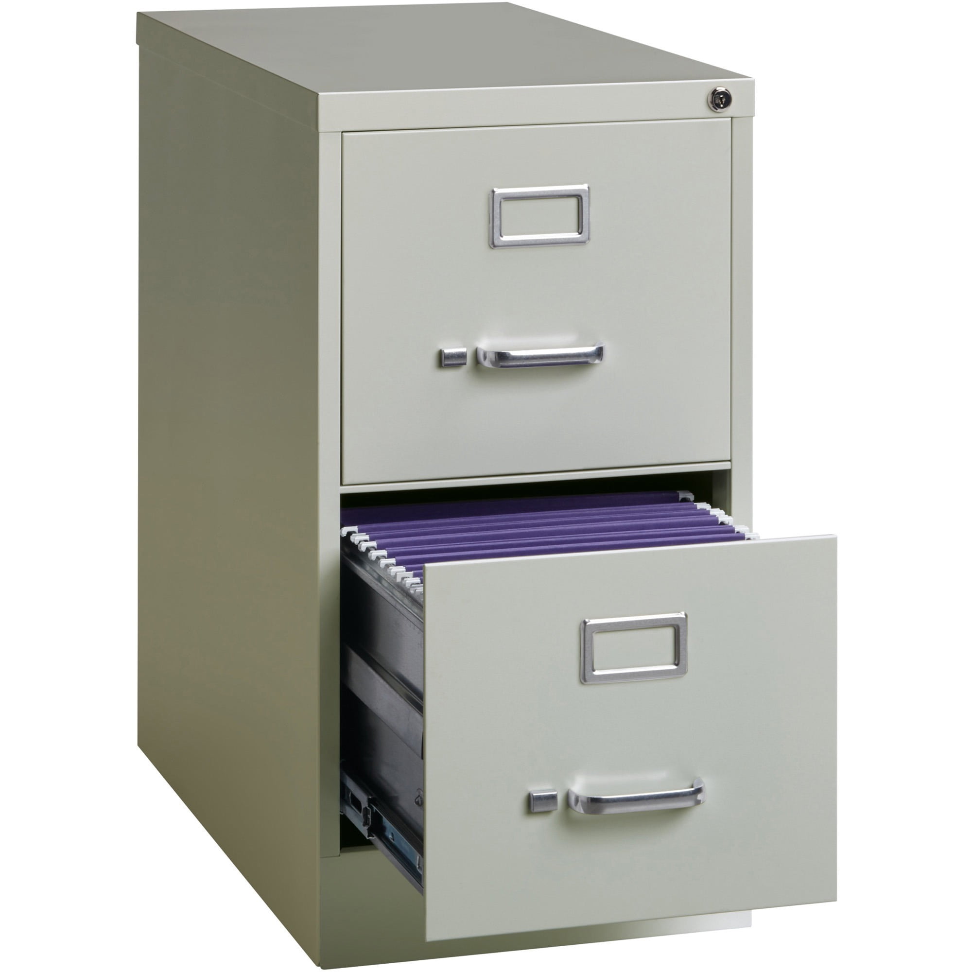 Lorell Vertical File - 2-drawer - 15" X 25" X 28.4" - 2 X Drawer(s) For File - Letter - Vertical - Security Lock, Ball-bearing Suspension, Heavy Duty - Light Gray - Steel - Recycled