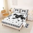 thumbnail image 2 of Manfei Black Bow Checkered Print Queen Sheet Sets for Women, Cute Stars Print Bed Set, 4 Pieces, 2 of 5
