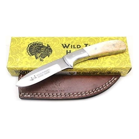 Collection 7.25 Fixed Blade Hunting Knife w/Leather Sheath (Bone)