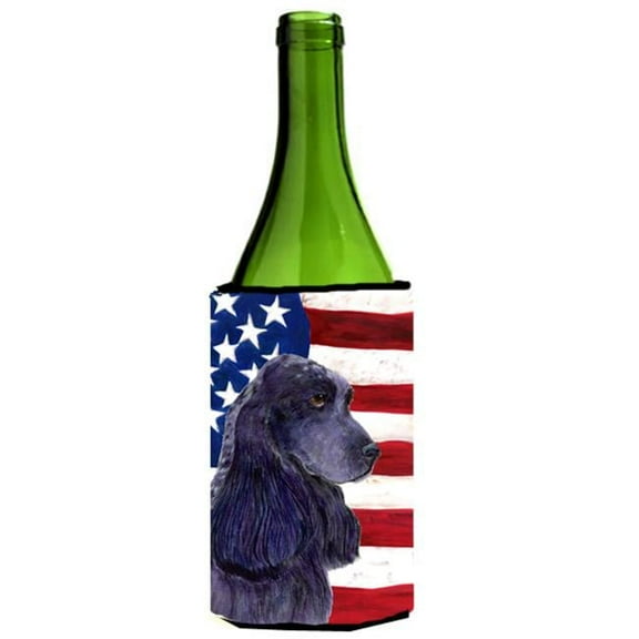 Usa American Flag With Cocker Spaniel Wine bottle sleeve Hugger
