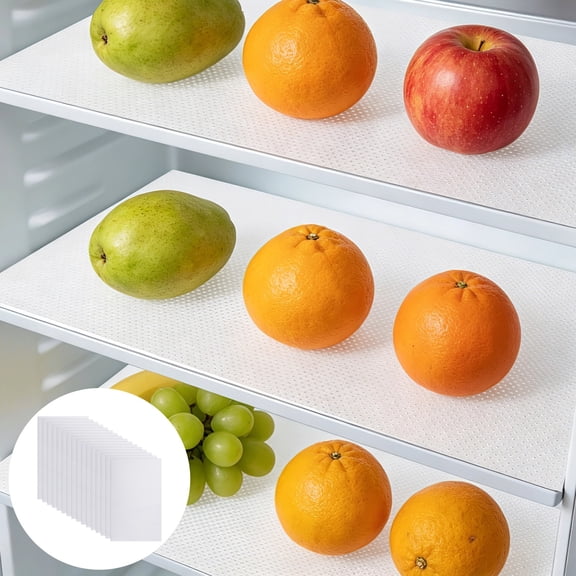 16 Pcs Clear White Refrigerator Mats for Kitchen,Non-Slip Cuttable Fridge Mat, Stain-Resistant Cabinet Liner,45 x 29 cm