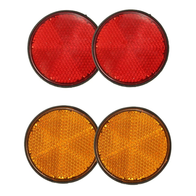 2 Pcs Réflecteur Rond Rouge Universel pour Moto ATV 5.6x0.8cm & 2 x 2 Pouces Réflecteurs Ronds Orange Universel