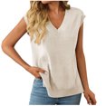 thumbnail image 2 of Aueoeo Womens V Neck Sweater Vests Ribbed Knit Sleeveless Casual Regular Fits Pullover Tank Top Soft Solid Color Elegant Camisole, 2 of 7