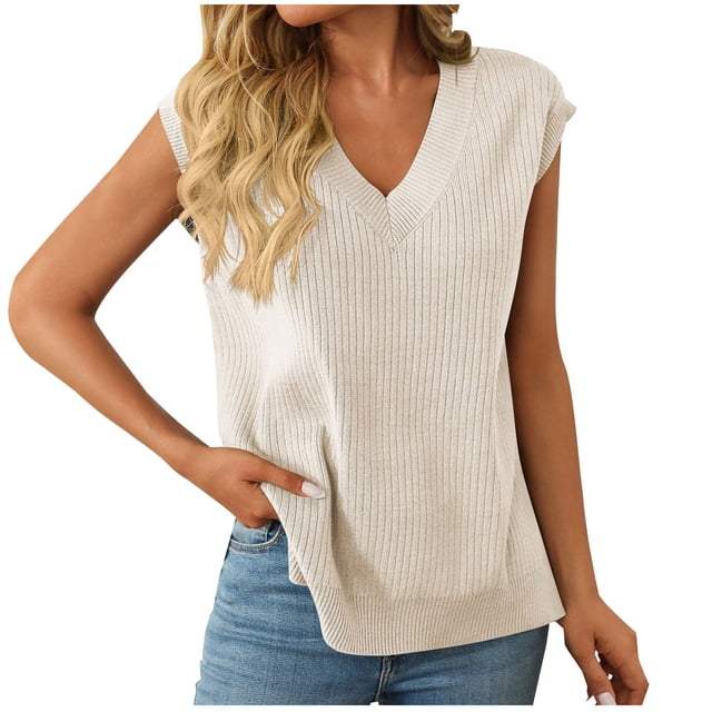 Timegard Womens Tank Top V Neck Cap Sleeve Comfy Loose Knit Tee Shirts Side Split Solid Color Summer