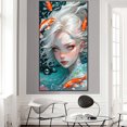 thumbnail image 3 of 5D DIY Taladro Parcial AB Diamante Pintura Pelo Niña Pez 45x80cm Blanco, 3 of 9