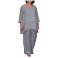 thumbnail image 1 of Fgnfyis S S Ensemble Deux Pièces pour Femmes, Col Rond, Couleur Unie, Imitation Coton, Mode Décontractée, Grande Taille, Manches Longues Irrégulières, Pantalon Grand, Gri, 1 of 8
