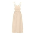 thumbnail image 6 of Summer Dresses for Women 2025, Women Solid Color Elegant And Sexy Strapless-neck Strap Dress(Beige,L), 6 of 6