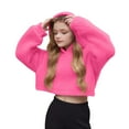 thumbnail image 2 of Cowsor Cute Hoodie for Teen Girls Trendy Solid Color Preppy Hooded Sweatshirts Kids Pullover Long Sleeve School Outfits, 2 of 7