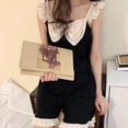 thumbnail image 3 of Pijama con lazo para mujer, conjunto de dos piezas, pantalones cortos coreanos, ropa de noche para el hogar, camisola de retazos, ropa de estar por casa, Verano, 3 of 4