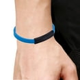 thumbnail image 2 of Arista Men's Blue Leather Bracelet in Black Plated Solid Stainless Steel, 8", 2 of 2