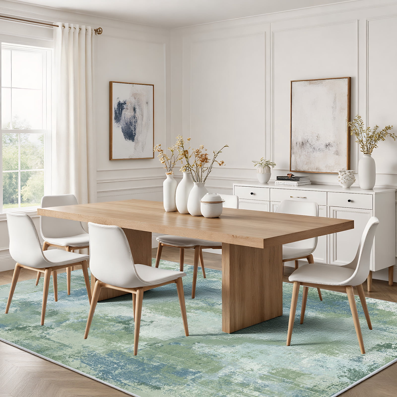 CHITOOMA 5'x7' Area Rugs for Living Room, Machine Washable Abstract Distressed Rugs Indoor Neutral Carpet Rugs for Bedroom Dining Room Office with Non-Slip Backing, Stain Resistant Non-Shed