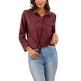 thumbnail image 4 of Sexy Dance Long Sleeve T Shirt for Women Casual Button Down Tunic Shirt Oversize Office OL Work ​Tops Blouse Lapels Collar Shirt, 4 of 5