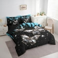thumbnail image 3 of Castle Fairy Bling Crystal Butterfly 7Pcs Bedding Comforter Set for Girls Women Teens,Dreamy Princess Queen Bedding Sets Super Cozy,Black Blue Queen Sheet Sets,Super Cozy Room Decor, 3 of 8