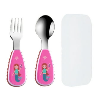 MABOTO 2Pcs Kids Silverware Travel Carry Set Children Portable Tableware Toddler  Utensils Kids Spoon & fork Set with Travel Case 