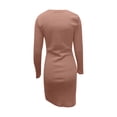 thumbnail image 6 of LYXSSBYX Womens Long Sleeve Dress Hot Sale Clearance Women Fashion Sexy Solid Color Hollow Out Long Sleeve Sheath Knee-Length Dress, 6 of 7