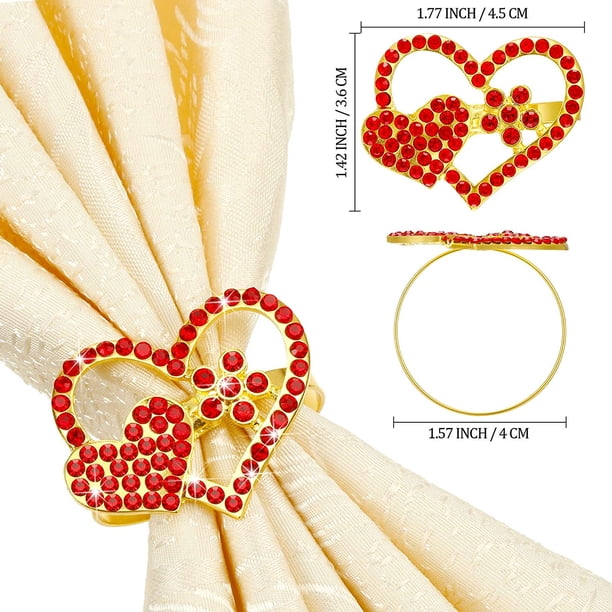 Cœur Serviette Saint-Valentin Anneaux De Serviette En Métal Rouge