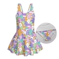 thumbnail image 6 of COEQINE Girls One Piece Swimsuit with Attached Liner, Scoop Neck V-Back Swim Dress for Swim Lessons, Polyester Spandex Bathing Suit for Girls 3-4 Year Olds, Cute Easter Bunny Egg, 6 of 8