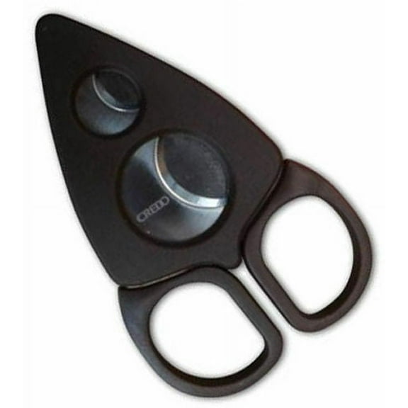 Black Credo Stainless Steel 2 Blade Special T Dual Cigar Cutter Scissor - 2400