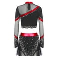 thumbnail image 4 of Aislor Womens 2 Piece Long Sleeve Cheerleading Outfits Crop Tops With Dance Skirt For Rave Dancewear Red XL, 4 of 7