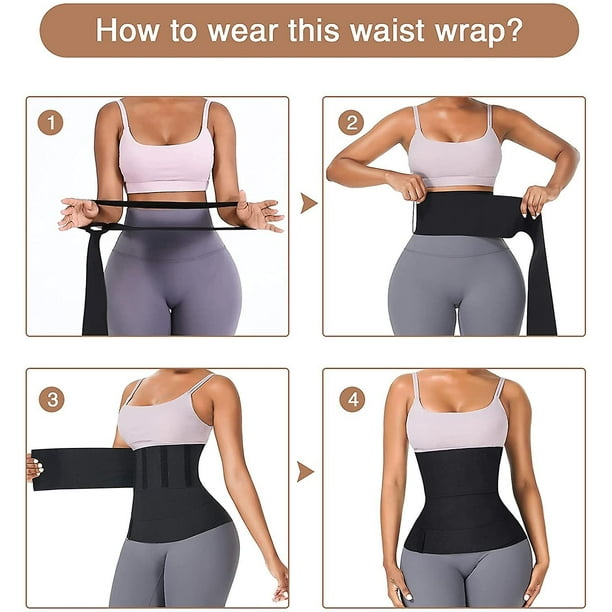 Waist Trainer For Women Bandage Wrap Sauna Belt Long Torso Tummy Sweat Wraps  Belly Body Shaper Waist Trimmer Belt (width 3.93in , Black) 