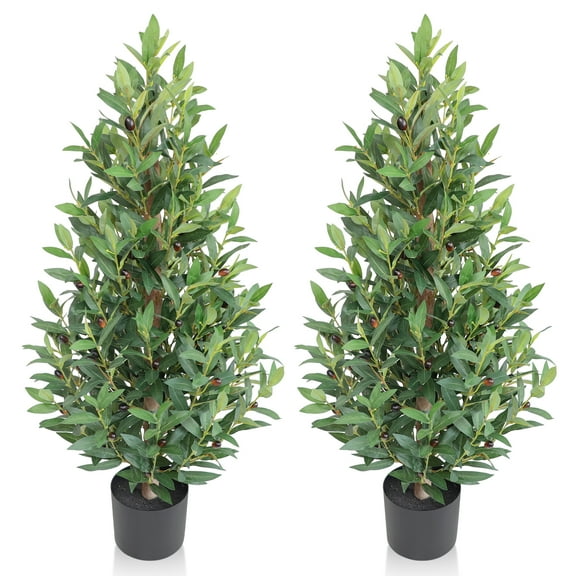 35inch Artificial Olive Tree Set of 2 - Lifelike Indoor/Outdoor Décor