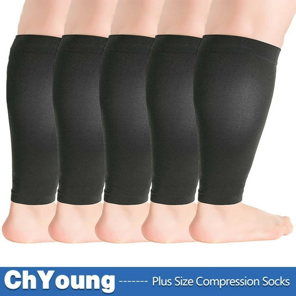 (5 Pair) Graduated Compression Socks Plus Size Circulation 20-30 mmHg - Extra Wide Opaque Closed Toe Women & Men Knee High Stockings for Swelling Edema Maternity Nursing Recovery DVT - Black, Small