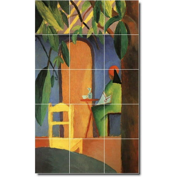 Ceramic Tile Mural-August Macke Abstract Wall Tile Mural 27. 12.75" w x 21.25" h using (15) 4.25 x 4.25 ceramic tiles