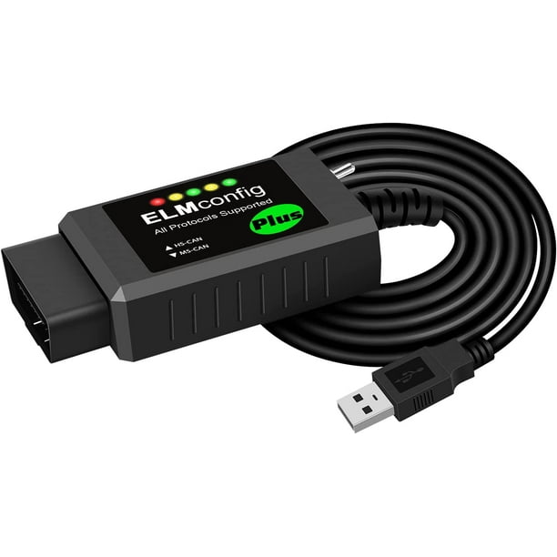 ELMCONFIG ELM327 FORScan OBD2 Adapter for Windows with MS-Can & HS-Can ...