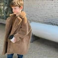 thumbnail image 6 of Girls Faux Fur Teddy Long Coat Kids Winter Sherpa Fleece Jacket Plush Fuzzy Overcoat One Button Warm Outwear with Pocket, 6 of 6