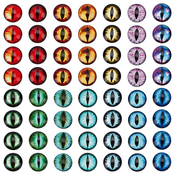 56Pcs Dragon Eyes 14 Color 16mm Mixed Color Cabochon Eyes for Clay Making Supplies DIY Plush Big Stuffed Animals Puppet Craft Making Projects Jewelry Findings DIY