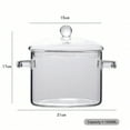 thumbnail image 5 of 1500 ml Transparent Glass Stew Pot with Lid, Suitable for Stovetop and Induction Cooking, 5 of 6