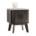 thumbnail image 2 of Pusnapku Bedside Table, 21" Fluted Nightstand with Storage and Sliding Door, Wooden Curved End Table, Small Accent Side Desk for Bedroom, Living Room, 2 of 9