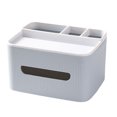 thumbnail image 1 of Billuyoard Caja de pañuelos Rectangular de plástico resistente a caídas, organizador de almacenamiento multifuncional, cubierta plegable, Almacenamiento y organización del hogar Gris, 1 of 6