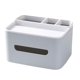 thumbnail image 1 of Yuarrent Caja de pañuelos a rayas, resistente a caídas, organizador de almacenamiento multifuncional, cubierta, soporte de papel desmontable, Almacenamiento y organización del hogar Gris, 1 of 6