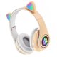thumbnail image 3 of Injueey Auriculares con orejas de gato Auriculares inalámbricos Música Estéreo Auriculares con azules con micrófono Niños Hija fone Gamer Cables de audio/vídeo Caqui, 3 of 6