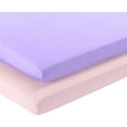 thumbnail image 2 of Everyday Kids 2 Pack Portable Crib Sheets - Pink/Purple, 2 of 12