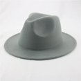 thumbnail image 1 of Sombrero de ala grande de fieltro de lana Simple para hombres y mujeres, sombrero de cadena de lana de estilo británico, sombrero de Jazz Retro clásico, moda de otoño e invierno, 1 pieza, 1 of 4