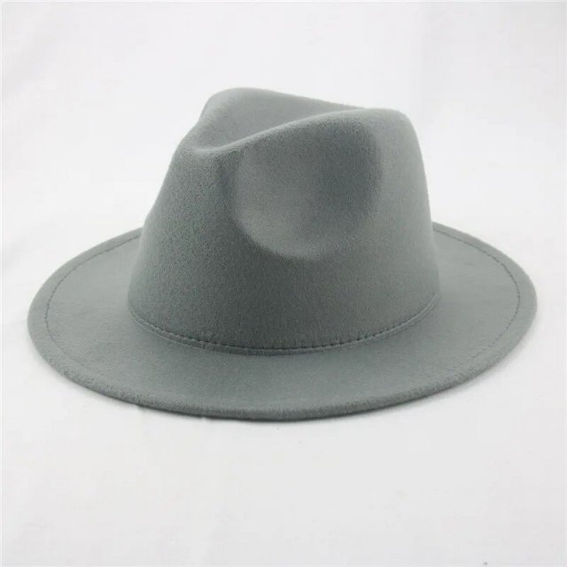 Sombrero de ala grande de fieltro de lana Simple para hombres y mujeres, sombrero de cadena de lana de estilo británico, sombrero de Jazz Retro clásico, moda de otoño e invierno, 1 pieza