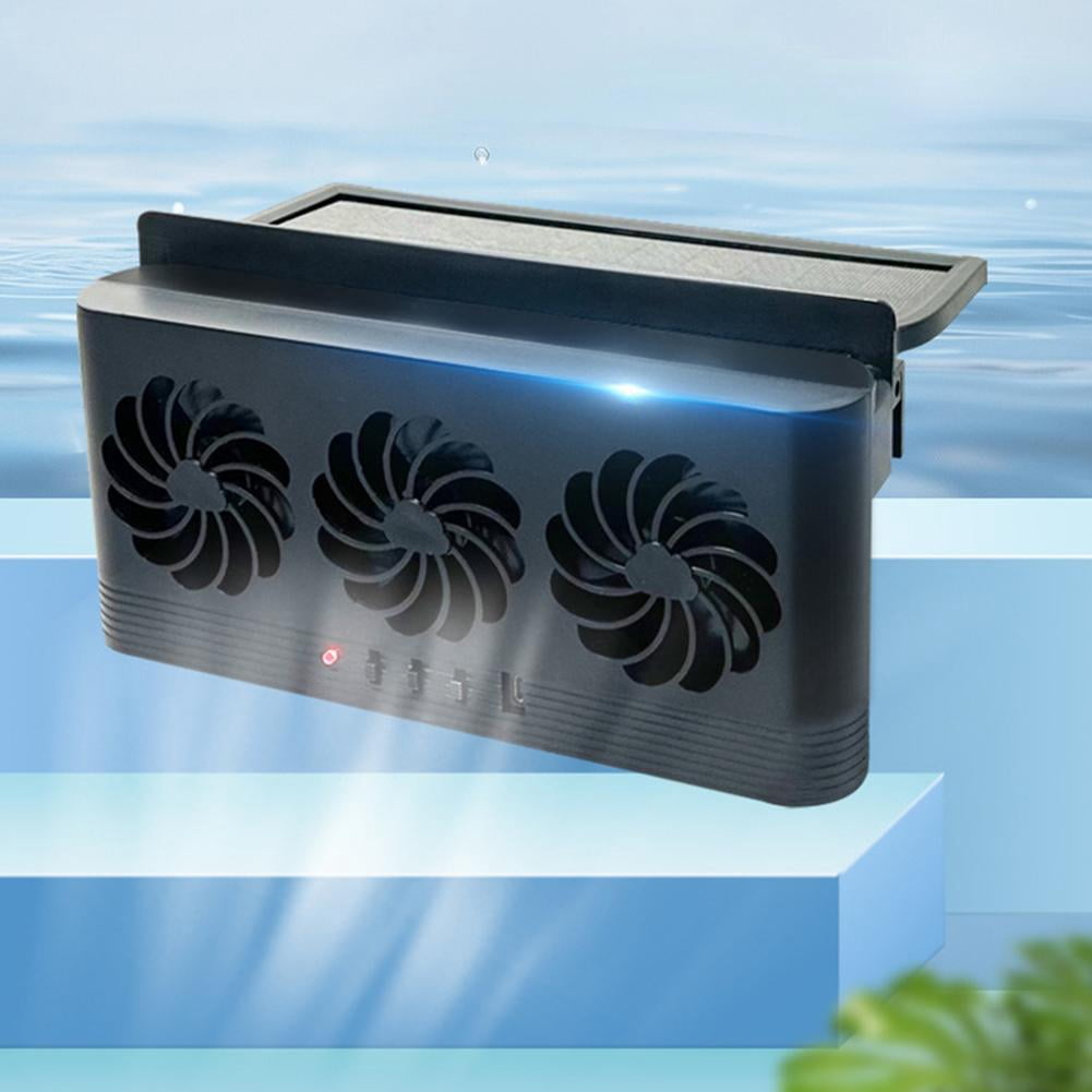 KRONDO Solar Powered Car Exhaust Fan,Vehicle Purifier Cooling Amplifier Window Fans Ventilator Radiator,Solar Powered Car Radiator Cooling Fan with 3 Outlets